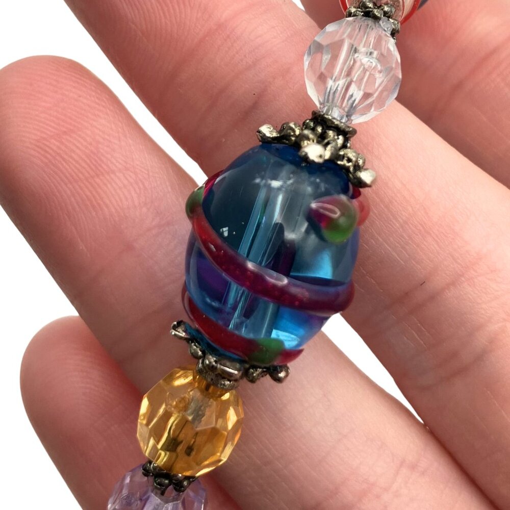 Colorful Artisan Lampwork Glass Beaded Bracelet Toggle 7.5” Y2K Boho Whimsigoth - Picture 7 of 7
